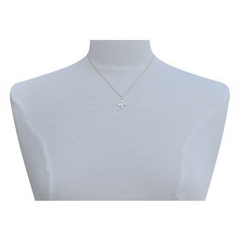 Pendentif Plaqué Or Croix Trèfle de Nacre