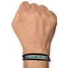 Bracelet Acier Homme Cuir Noir Trois Liens et Anneaux Howlite Turquoise - taille 18 cm - vue V2