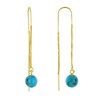 Boucles d'Oreilles Chainette Argent Doré et Perles de Turquoise - vue V1