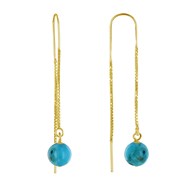 Boucles d'Oreilles Chainette Argent Doré et Perles de Turquoise