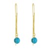 Boucles d'Oreilles Chainette Argent Doré et Perles de Turquoise - vue V2