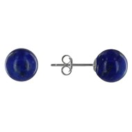 Boucles d'Oreilles Clou Argent 925 et Perles de Lapis Lazuli 8 mm