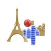 Broche Laiton Paris Petites Maisons en Porcelaine - vue V1