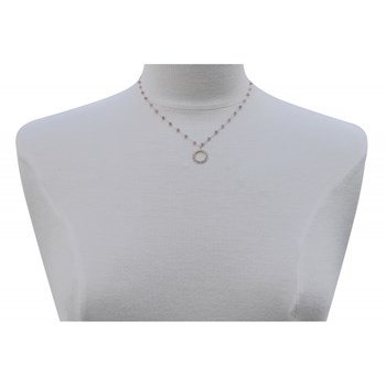 Opengewerkte Sunburst ketting verguld met gefacetteerde roze toermalijn kralen