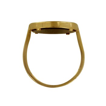 Bague Plaqué Or et Grand Disque de Résine Noire