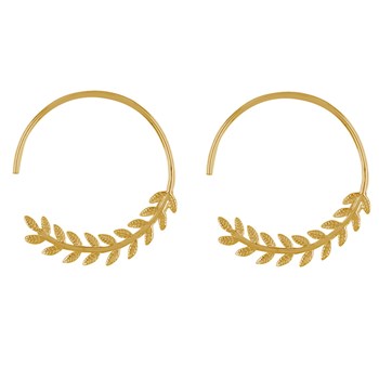 Boucles d'Oreilles Plaqué Or Créoles Laurier