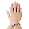 Bracelet Double Tour Plaqué Or Fermoir T et Lien en Cuir Coulissant - Bleu Nuit - vue V2