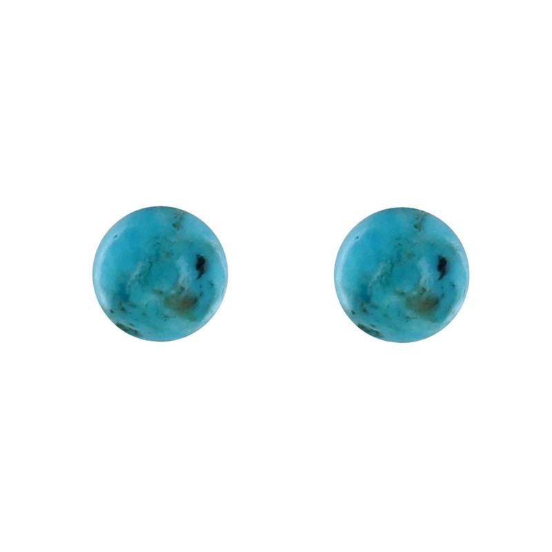 Boucles d'Oreilles Clou Argent et Perles de Turquoise 8 mm - vue 2