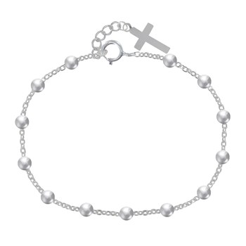 Bracelet Argent 925 Perles et Breloque Croix
