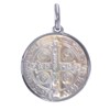 Pendentif Argent Rhodié et Nacre Médaille Ronde Croix de Saint Benoit - vue V1