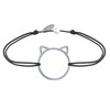 Bracelet Lien Médaille Argent 925 Tête de Chat Ajouré - Gris - vue V1