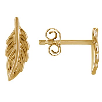 Vergulde Mini Veren Oorbellen