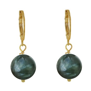 Vergulde mini hoepel oorbellen met serafiniet parel