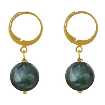 Vergulde mini hoepel oorbellen met serafiniet parel