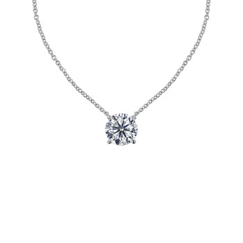 Collier Argent 925 Rhodié Solitaire Cristal 7mm