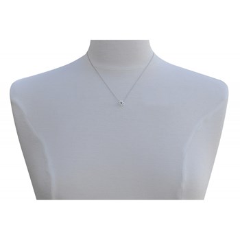 Collier Argent 925 Rhodié Solitaire Cristal 7mm