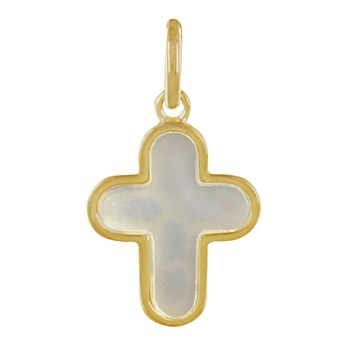 Pendentif Plaqué Or Croix de Nacre