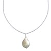 Collier Argent Rhodié Perle de Nacre Plate - vue V1