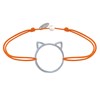 Bracelet Lien Médaille Argent 925 Tête de Chat Ajouré - Orange - vue V1