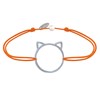 Bracelet Lien Médaille Argent Tête de Chat Ajouré - Orange - vue V1