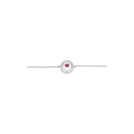 Bracelet Cercle et Coeur Argent - Rubis Véritable et Topazes blanches