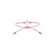 Bracelet Cordon rose - Perle de culture d'eau douce blanche