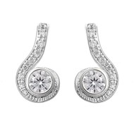 Boucles d'oreilles spirale d'oxyde de zirconium rond Argent 925 Rhodié
