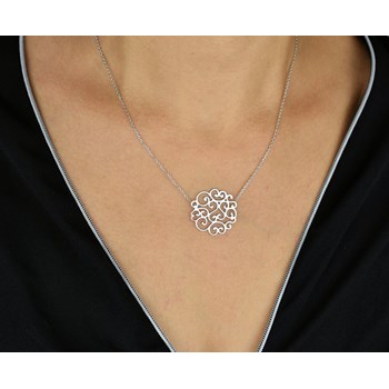 925 Rhodium Zilver Arabische harten ketting