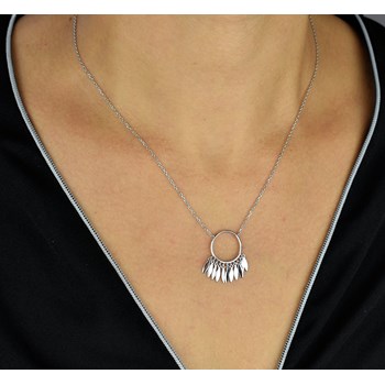 Ketting, cirkel van kleine veerhangers, 925 gerhodineerd zilver