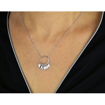 Ketting, cirkel van kleine veerhangers, 925 gerhodineerd zilver