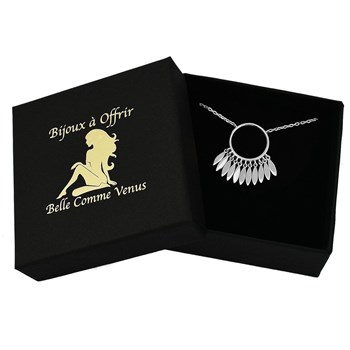 Ketting, cirkel van kleine veerhangers, 925 gerhodineerd zilver