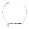 Bracelet plumes et perles colorées Argent 925 Rhodié - vue V1