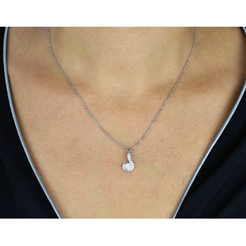 Ronde zirkoniumoxide spiraal ketting 925 gerhodineerd zilver