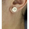 Boucles d'oreilles médaille soleil oxyde de zirconium Plaqué OR 750 3 microns - vue V2
