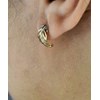 Boucles d'oreilles Créoles feuille courbée Plaqué OR 750 3 microns - vue V2