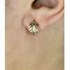 Boucles d'oreilles Créoles feuille courbée Plaqué OR 750 3 microns - vue V3
