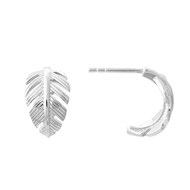 Boucles d'oreilles Créoles feuille courbée Argent 925 Rhodié