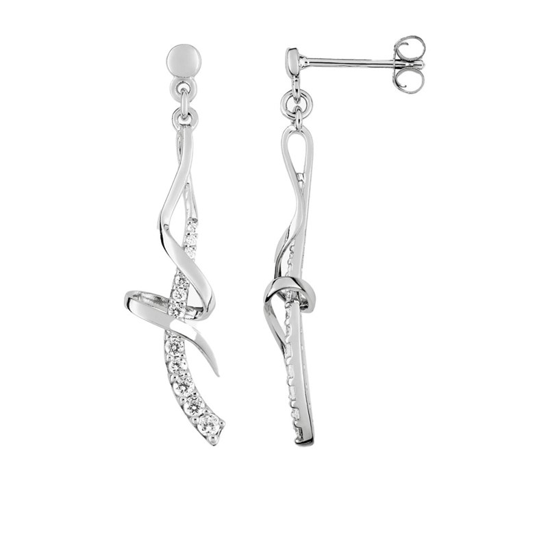 Boucles d'oreilles femme - Pendante - Argent 925 - Oxyde de zirconium