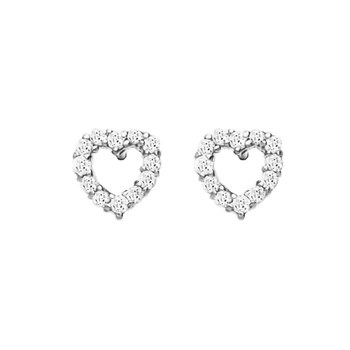 Boucles d'oreilles coeur femme - Oxyde de zirconium - Argent 925