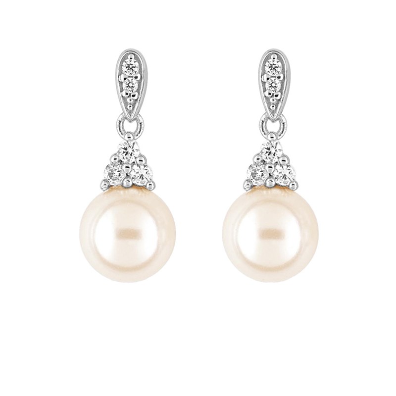 Boucles d'oreilles perle Femme - Oxyde de zirconium - Argent 925
