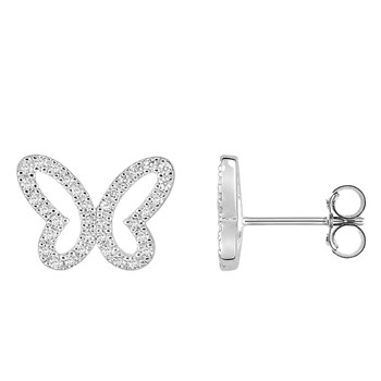 Boucles d'oreilles Femme - Oxyde de zirconium - Argent 925 - Papillon
