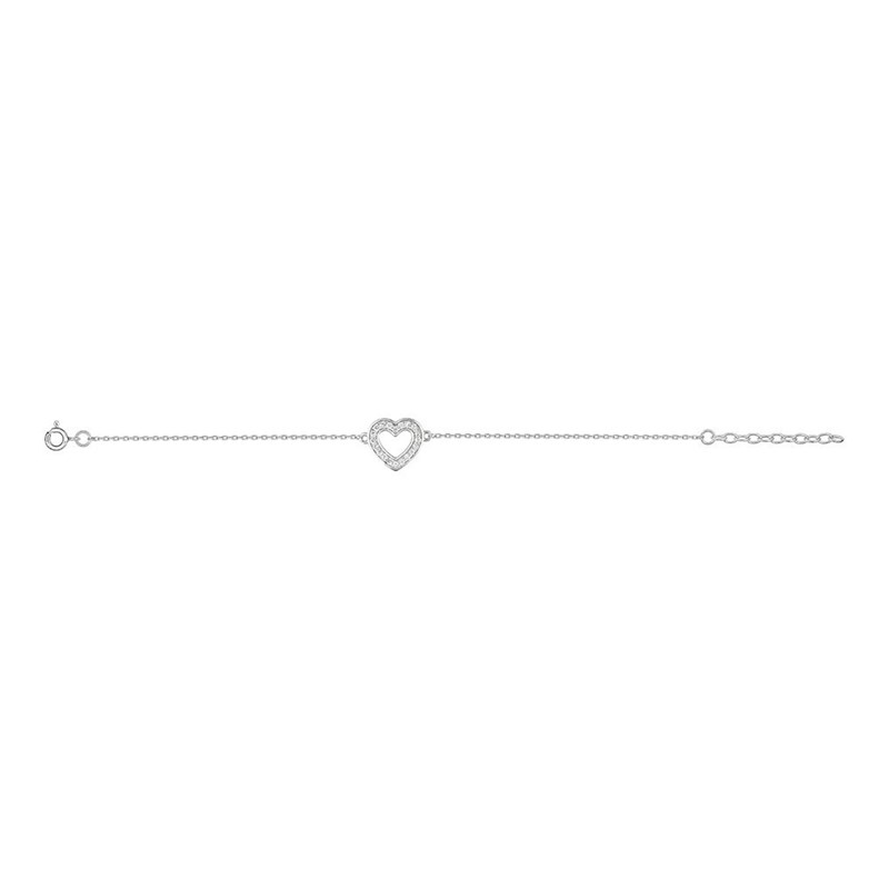 Bracelet coeur Femme - Argent 925 - Longueur : 18 cm