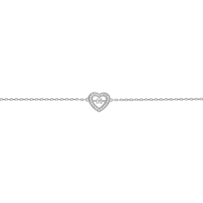 Bracelet coeur Femme - Argent 925 - Longueur : 18 cm - vue 2
