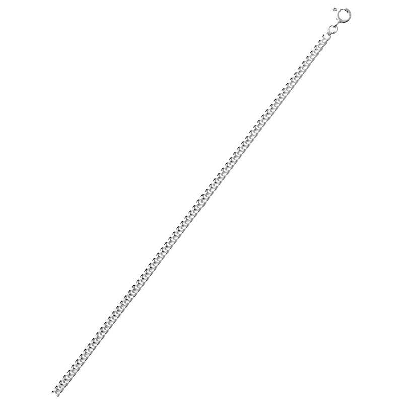 Chaîne mixte 50 cm - Gourmette diamantée - Argent 925 - Largeur 3.20 mm