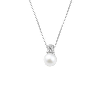 Collier perle Femme - Argent 925 - Longueur : 42 cm