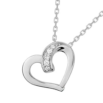 Hart ketting voor dames - Zilver 925 - Lengte: 42 cm