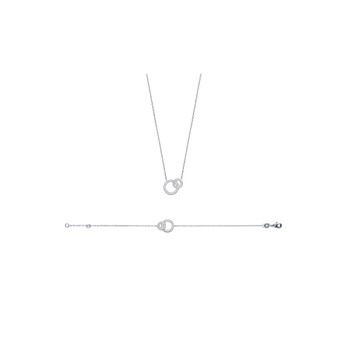 Damesketting - Zilver 925 - Zirkoniumoxide - Lengte: 45 cm