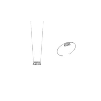 Damesketting - Zilver 925 - Zirkoniumoxide - Lengte: 45 cm