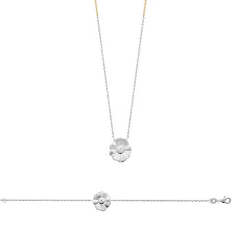 Damesketting - Zilver 925 - Zirkoniumoxide - Lengte: 45 cm