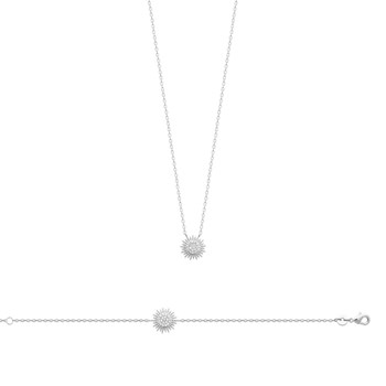 Damesketting - Zilver 925 - Zirkoniumoxide - Lengte: 45 cm